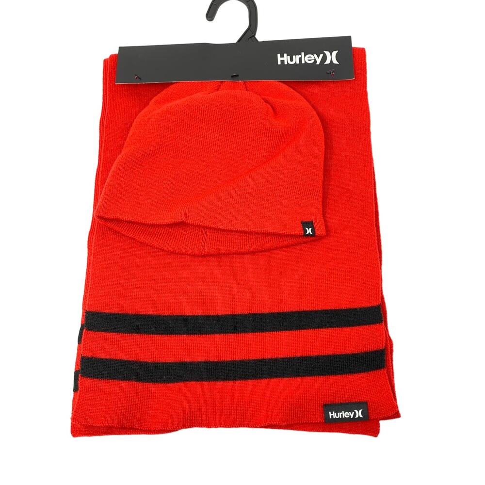 Hurley Scarf And Beanie Unisex One Size Acrylic 2PC Set Winter Hat NEW
